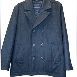 Tommy Hilfiger double breasted pea coat charcoal wool jacket‎